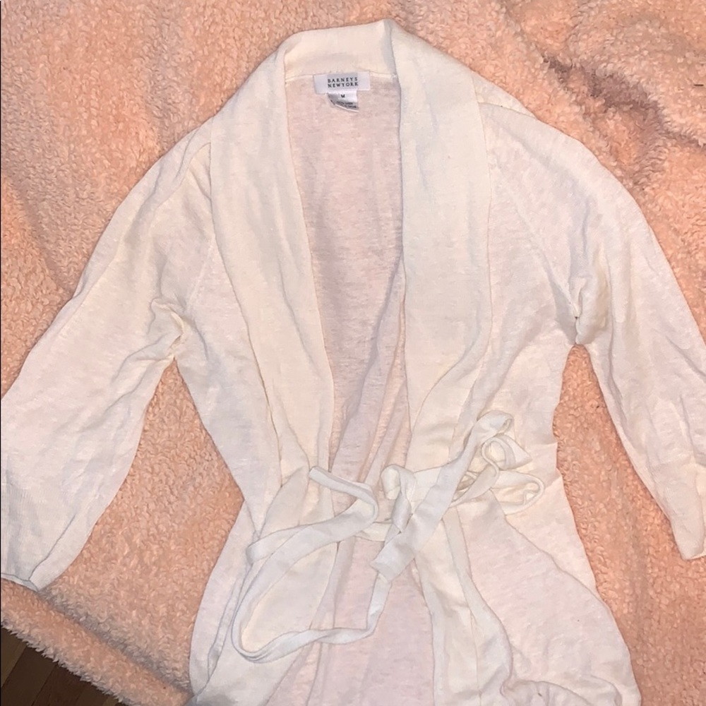 Barney’s Front Tie Linen Sweater